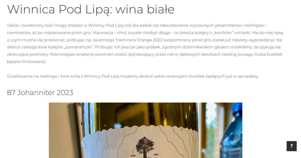 Example of expert assessment of Polish wine by Ferment Magazine