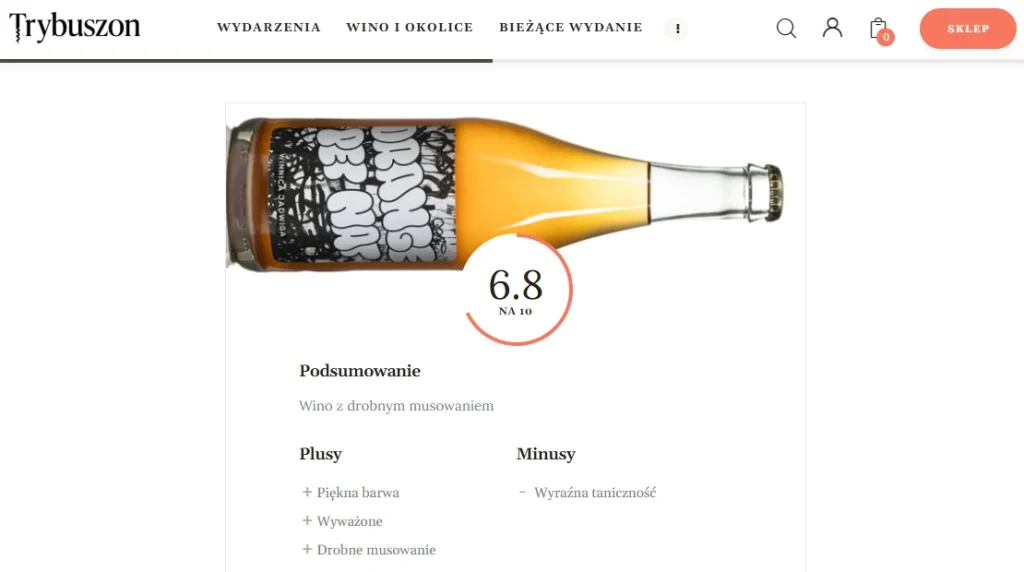 Example of expert assessment of Polish wine by Trybuszon